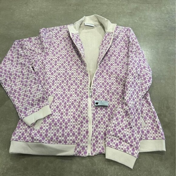 GRACE Lane woman’s golf jacket. Size large. NWT. Purple, off white. Mock neck, p - Picture 10 of 10